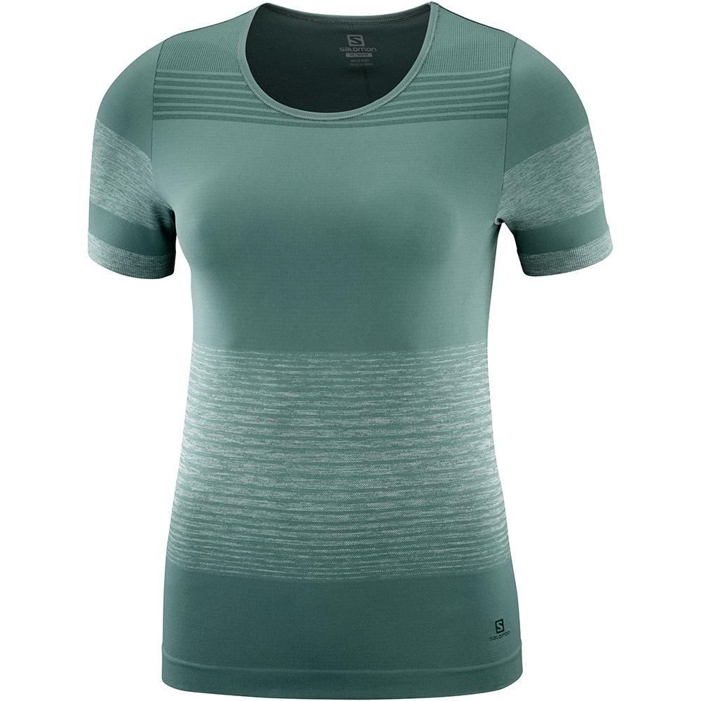 Salomon Israel ELEVATE MOVE'ON W - Womens T shirts - Green (FNMC-13097)